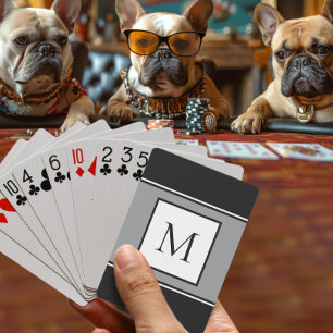 Moderne Monogramm-Stilinitiale Trend Schwarz Grau Spielkarten