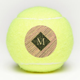 Moderne Monogramm Streifen Gelb-Rosa Tennisbälle