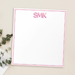 Moderne Monogramm-Trendy-Schatten-Initialen Stylis Notizblock