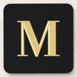 Moderne Monogramm Typografie Gold schwarz Getränkeuntersetzer<br><div class="desc">Moderne Monogramm Typografie Gold schwarz</div>