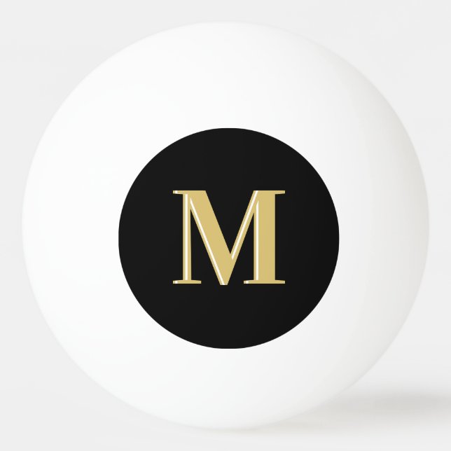 Moderne Monogramm Typografie Gold schwarz Tischtennisball (Vorderseite)