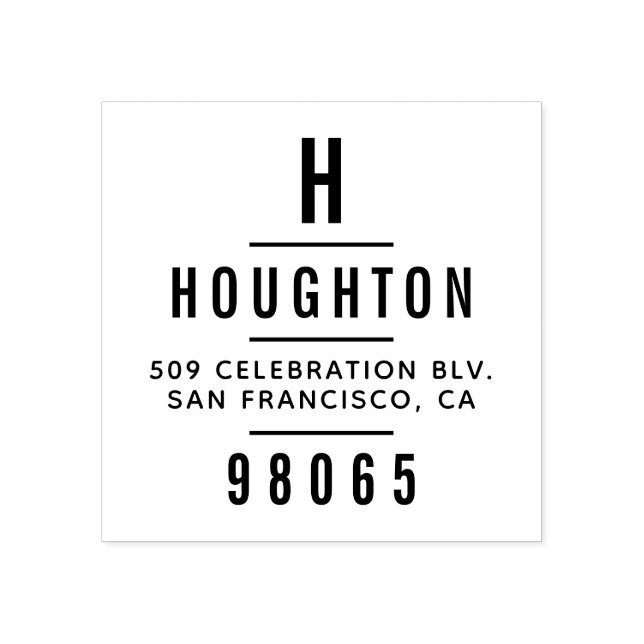 Moderne Monogramm-Typografie-Rücksendeadresse Gummistempel (Prägung)