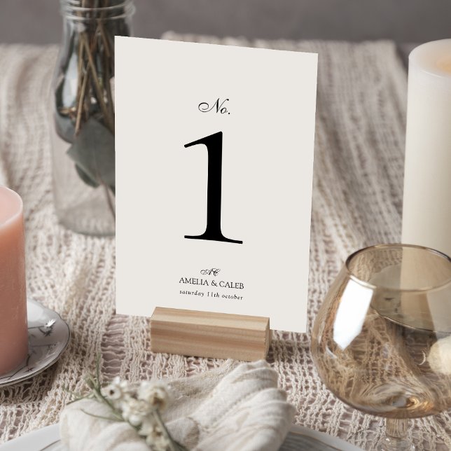 Moderne Monogramm-Typografie-Script-Hochzeit  Tischnummer (Von Creator hochgeladen)