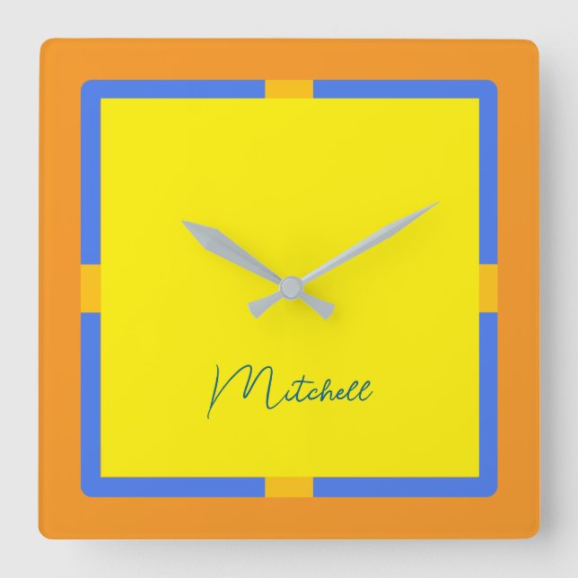 Moderne Monogramm-Uhr Quadratische Wanduhr (Vorderseite)