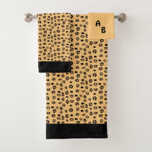 Moderne Monogramm- und Leopardenmuster-Badehandtuc Badhandtuch Set