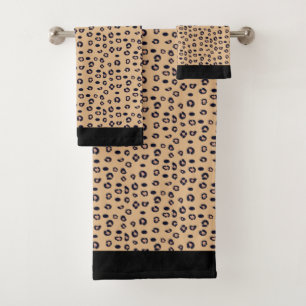 Moderne Monogramm- und Leopardenmuster-Badehandtuc Badhandtuch Set