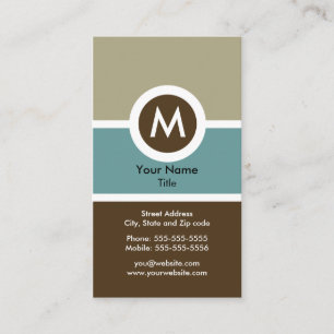 Moderne Monogramm-Visitenkarte - Blau/Brown Visitenkarte