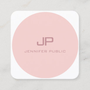 Moderne Monogramm Vorlage Rosa Rosa Weiße Elegant Quadratische Visitenkarte
