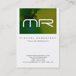 Moderne Monogramm Weiße Grüne Abstrakte Visitenkar Visitenkarte