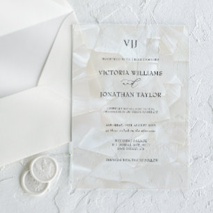 Moderne Monogramm Weiße Hochzeit Acryleinladungen