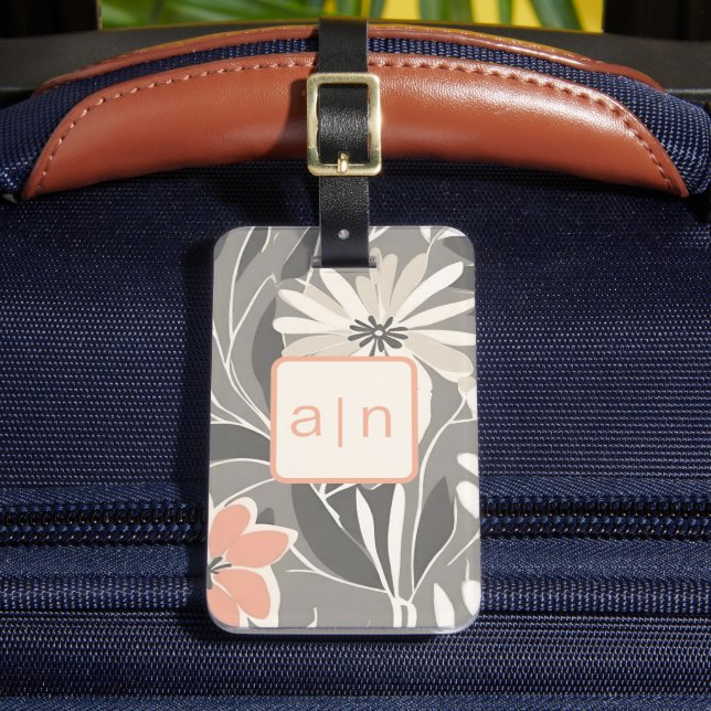 Moderne Monogramm-Wildblumen-Gepäckanhänger Gepäckanhänger (Vorderseite Insitu 2)