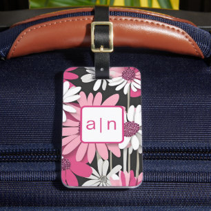Moderne Monogramm-Wildblumen-Gepäckanhänger Gepäckanhänger