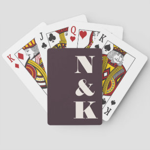 Moderne Monogramm Winterpflaume Benutzerdefinierte Spielkarten