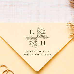 Moderne Monogramme   Elegant, floral Save the Date Gummistempel