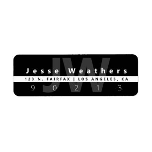 Moderne Monogramme   Schwarz Weiß & Grau Adresse