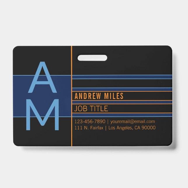 Moderne Monogramme und bearbeitbare Formen und Far Ausweis (Vorderseite)