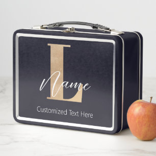 Moderne monogrammierte Anfangsbuchstabe L & Name P Metall Brotdose