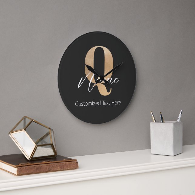 Moderne monogrammierte Anfangsbuchstabe Q & Name P Große Wanduhr (Büro)