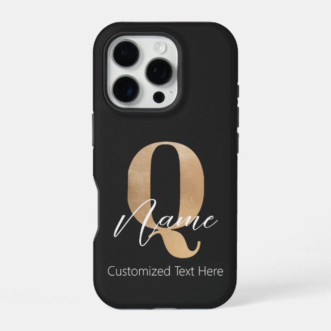 Moderne monogrammierte Anfangsbuchstabe Q & Name P iPhone Hülle (Rückseite)