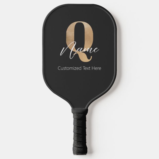Moderne monogrammierte Anfangsbuchstabe Q & Name P Pickleball Schläger (Vorderseite)