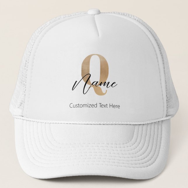 Moderne monogrammierte Anfangsbuchstabe Q & Name P Truckerkappe (Vorderseite)