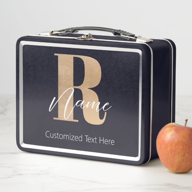 Moderne monogrammierte Anfangsbuchstabe R & Name P Metall Brotdose (Beispiel)