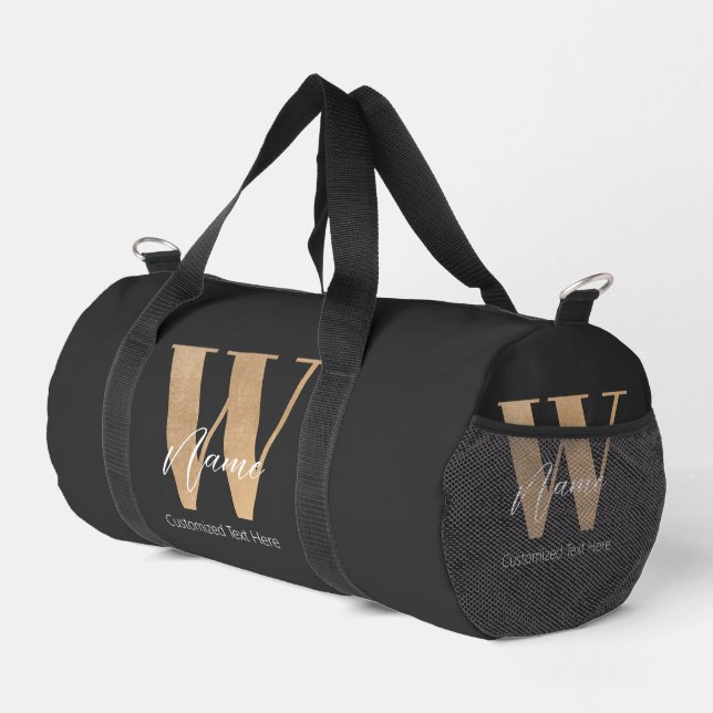 Moderne monogrammierte Anfangsbuchstabe W & Name P Duffle Bag (Rechte Ecke)