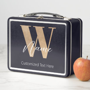 Moderne monogrammierte Anfangsbuchstabe W & Name P Metall Brotdose