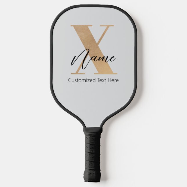 Moderne monogrammierte Anfangsbuchstabe X & Name P Pickleball Schläger (Rückseite)
