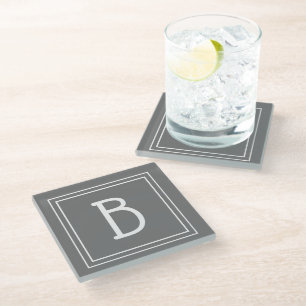 Moderne monogrammierte Anfangsbuchstaben-Homedekor Glasuntersetzer