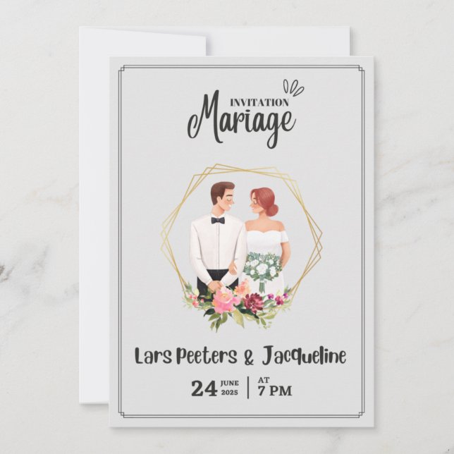 moderne monogrammierte gefaltete Hochzeit Einladung (Vorderseite)