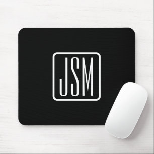 Moderne monogrammierte Initialen   Schwarz & Weiß Mousepad