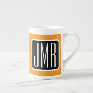 Moderne monogrammierte Initialen Schwarz Weiß & Prozellantasse
