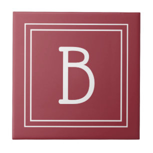 Moderne monogrammierte karmesinrote und weiße Init Fliese