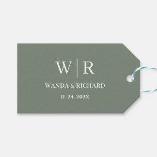 Moderne monogrammierte minimalistische Hochzeit Geschenkanhänger