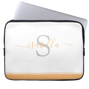 Moderne monogrammierte minimalistische Pfirsich-Sc Laptopschutzhülle