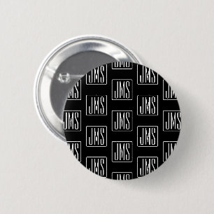 Moderne monogrammierte Muster Schwarz & Weiß Button