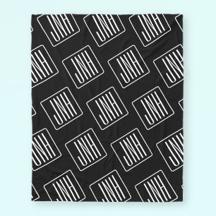 Moderne monogrammierte Muster Schwarz & Weiß Fleecedecke