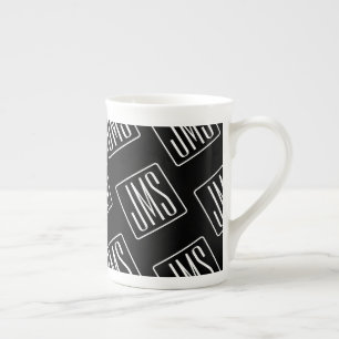 Moderne monogrammierte Muster Schwarz & Weiß Prozellantasse