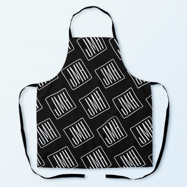 Moderne monogrammierte Muster | Schwarz & Weiß Schürze (Von Creator hochgeladen)