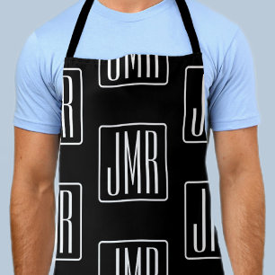 Moderne monogrammierte Muster Schwarz & Weiß Schürze