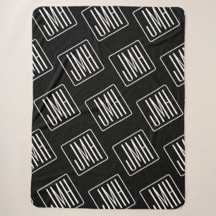 Moderne monogrammierte Muster Schwarz & Weiß Sherpadecke