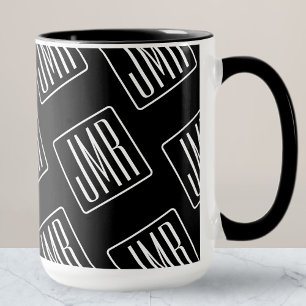 Moderne monogrammierte Muster Schwarz & Weiß Tasse