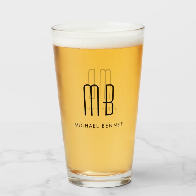 Moderne monogrammierte Namen Glas (Vorne (Gefüllt))