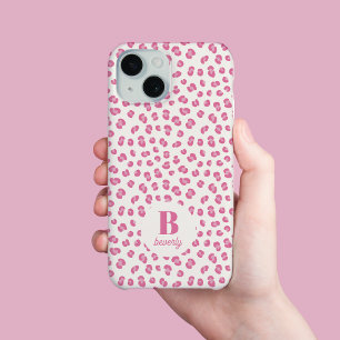 Moderne monogrammierte rosa Leopardenprint Case-Mate iPhone Hülle