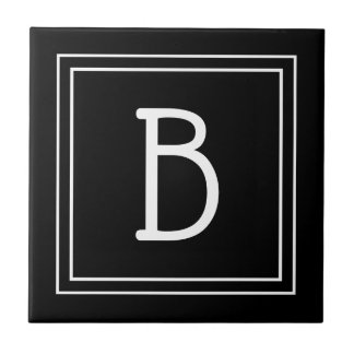 Moderne monogrammierte schwarze und weiße Anfangsb Fliese