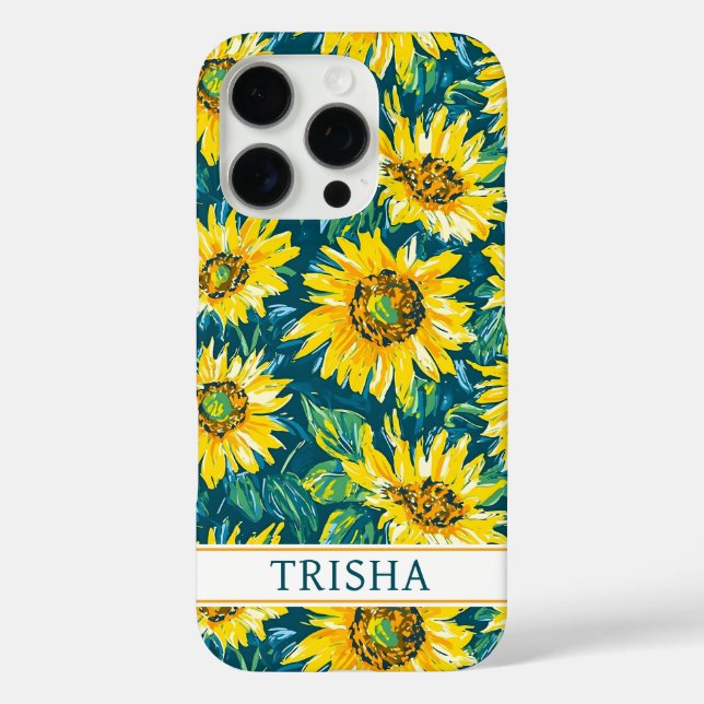 Moderne monogrammierte Sonnenblumen Case-Mate iPhone Hülle (Rückseite)
