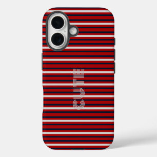 Moderne monogrammierte Streifen  iPhone 16 Hülle