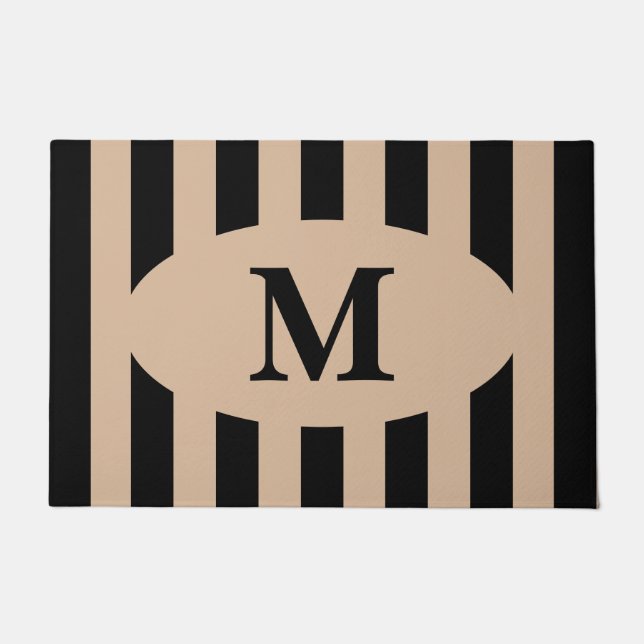 Moderne monogrammierte Streifen Fußmatte (Vorderseite)
