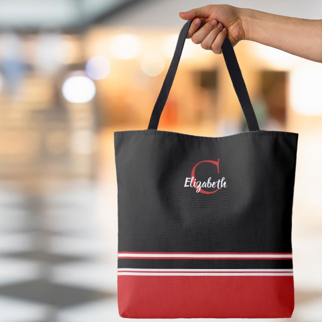 Moderne Monogrammstreifen Schwarz Rot (Von Creator hochgeladen)